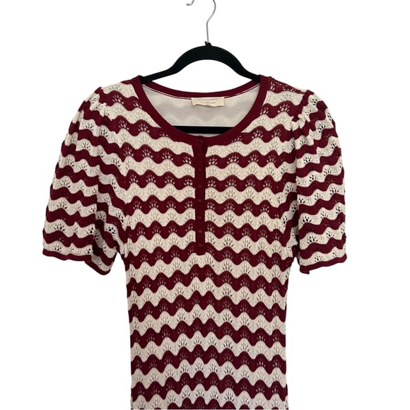 Sezane Red Ecru Emmanuelle Midi Dress in Twine Cherry XL - Picture 3 of 10